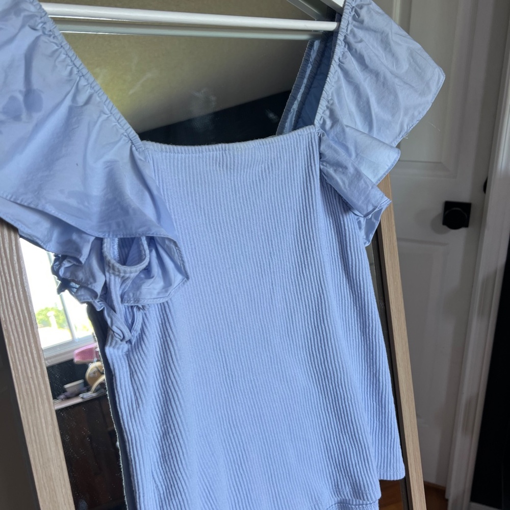 Target Light Blue Ribbed Cap Sleeve Top – Size M - Picture 3 of 3